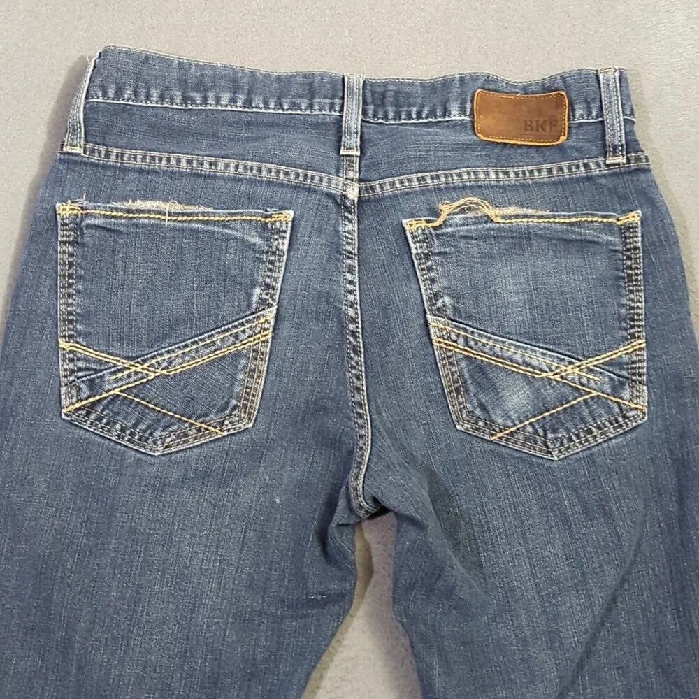 BKE Jeans Men's 32L Fits 32x29 Blue Asher Straight Stretch Denim Hemmed